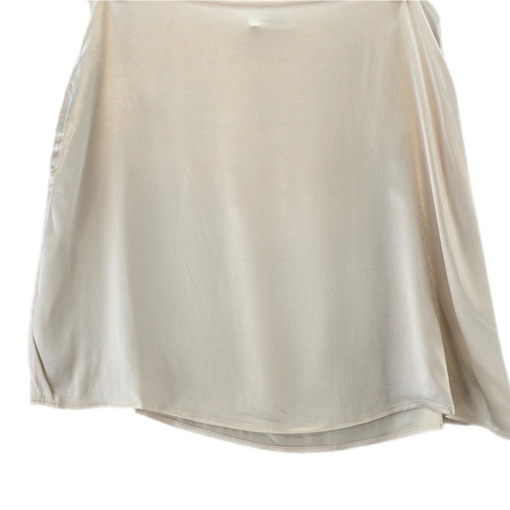 Rumored Kerrigan Mini Skirt Women Size 12 Ivory Satin Curved Hem Side Zip NEW